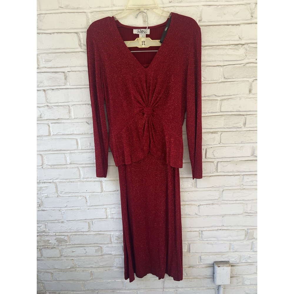 Vintage Women's Patra Sparkly Red 2-Piece Top & Skirt Sise‎ 8